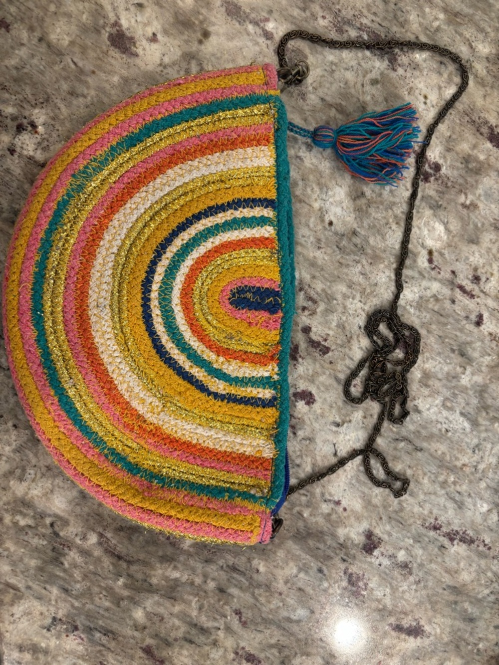 Paper Source Multicolor Handwoven Half-Moon Crossbody Bag - Picture 4 of 11